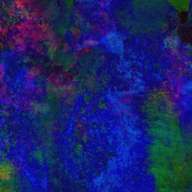 Koyu mavi suluboya deseni yeşil, sarı ve pembe renklerde