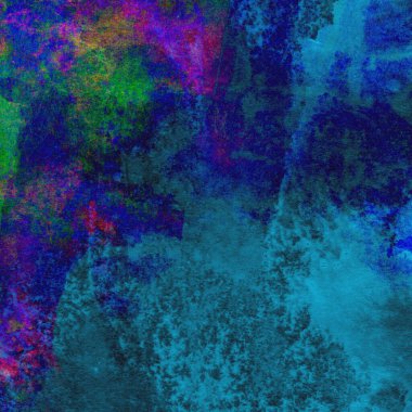 Koyu mavi suluboya deseni yeşil, sarı ve pembe renklerde