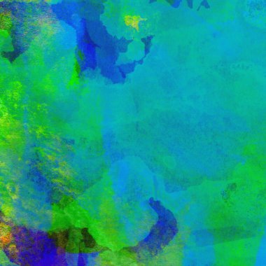 Mavi ve yeşil renklerden oluşan soyut suluboya desenli arkaplan