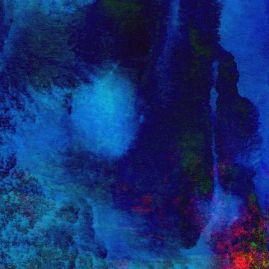 Koyu mavi suluboya deseni yeşil, sarı ve pembe renklerde