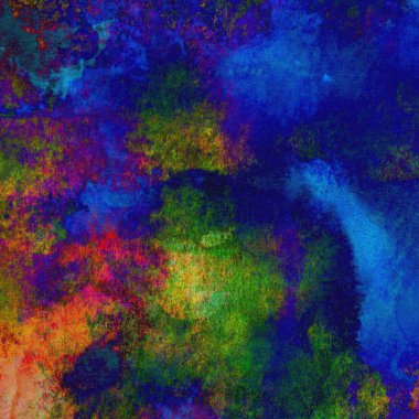 Koyu mavi suluboya deseni yeşil, sarı ve pembe renklerde