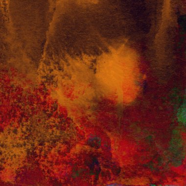 Soyut grunge renkli suluboya deseni yeşil, kırmızı ve sarı renklerle