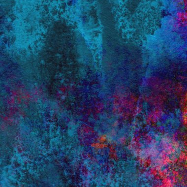 Koyu mavi suluboya deseni yeşil, sarı ve pembe renklerde