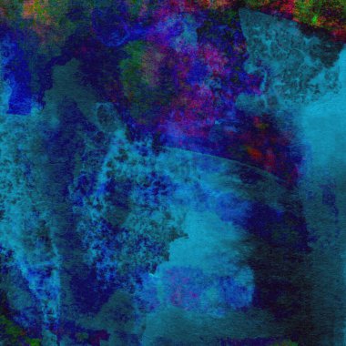 Koyu mavi suluboya deseni yeşil, sarı ve pembe renklerde