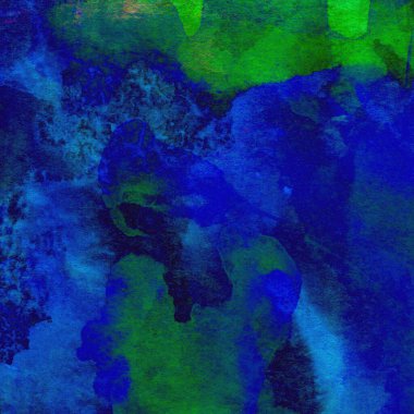 Mavi ve yeşil renklerden oluşan soyut suluboya desenli arkaplan