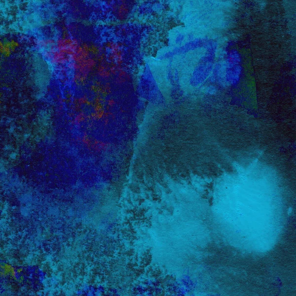 Koyu mavi suluboya deseni yeşil, sarı ve pembe renklerde