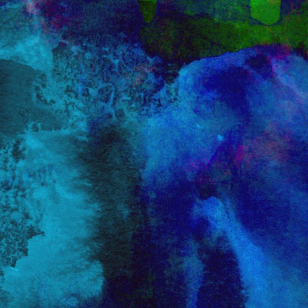 Koyu mavi suluboya deseni yeşil, sarı ve pembe renklerde