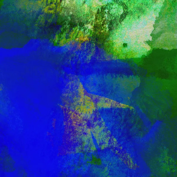 青と緑の色で作られた抽象的なカラフルな水彩パターンの背景 — ストック写真
