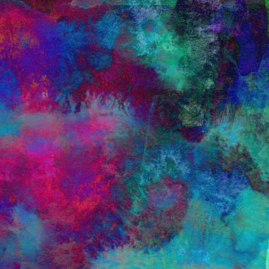 Karışık pembe, yeşil ve mavi renklerde suluboya boya ile yapılmış parlak soyut arkaplan.