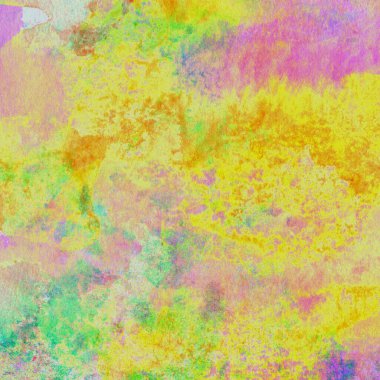 Soyut renkli suluboya desenli sarı ve kırmızı renkler ve pembe, mavi ve yeşil renk ipuçları.