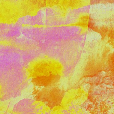 Sarı, pembe ve kırmızı renklerle soyut suluboya desenleri
