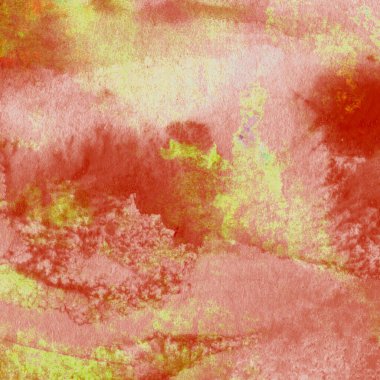 Sarı, pembe ve kırmızı renklerle soyut suluboya desenleri