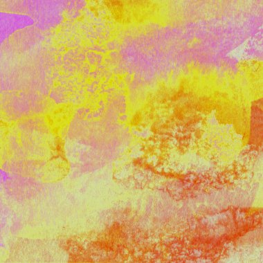 Sarı, pembe ve kırmızı renklerle soyut suluboya desenleri