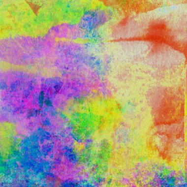 Sarı, pembe, kırmızı ve yeşil ve mavi tonlu soyut suluboya deseni