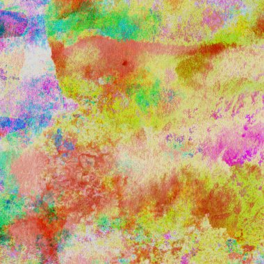 Sarı, pembe, kırmızı ve yeşil ve mavi tonlu soyut suluboya deseni