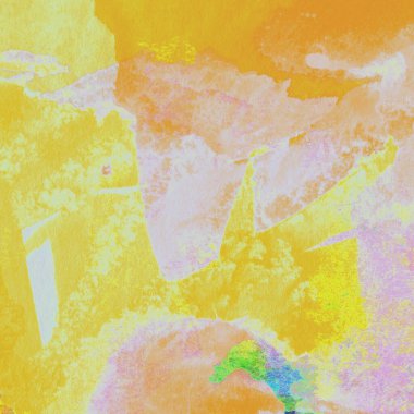 Sarı, pembe ve kırmızı renklerle soyut suluboya desenleri