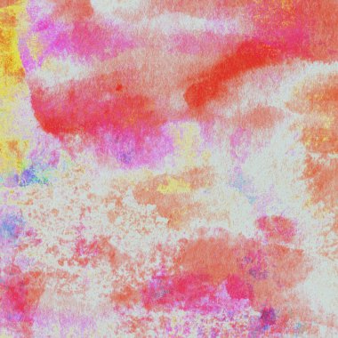Sarı, pembe ve kırmızı renklerle soyut suluboya desenleri