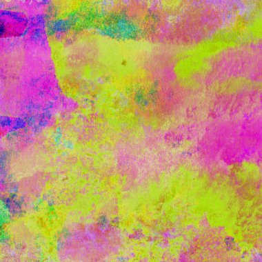 Sarı, pembe, kırmızı ve yeşil ve mavi tonlu soyut suluboya deseni