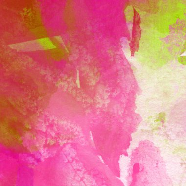 Sarı, pembe ve kırmızı renklerle soyut suluboya desenleri