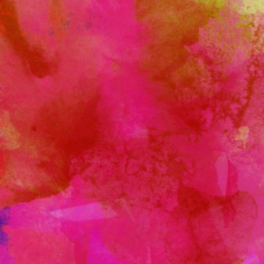 Sarı, pembe ve kırmızı renklerle soyut suluboya desenleri