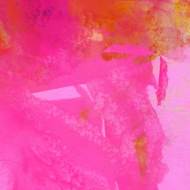 Sarı, pembe ve kırmızı renklerle soyut suluboya desenleri