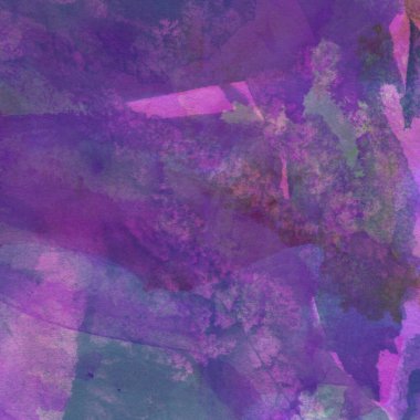 Mor, mavi ve yeşil renklerle yapılmış suluboya deseni