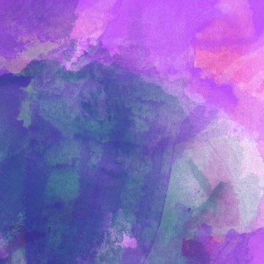 Mor, mavi ve yeşil renklerle yapılmış suluboya deseni