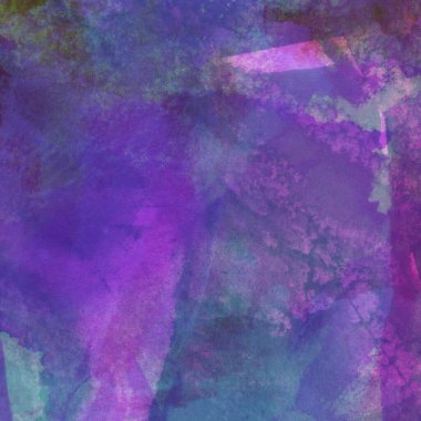 Mor, mavi ve yeşil renklerle yapılmış suluboya deseni