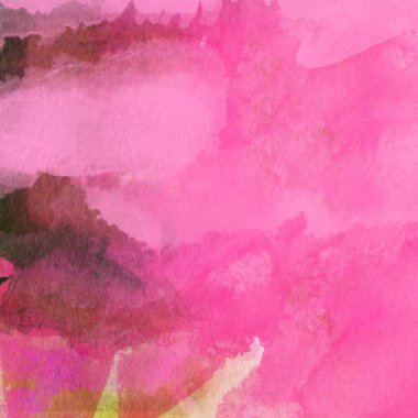 Pembe, kırmızı ve turuncu renkli suluboya lekeleri olan soyut renkli arkaplan