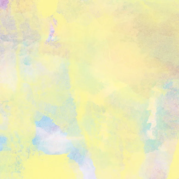 パステルイエロー ブルー ヴァイオレットスプラッシュで作られた水彩の背景 — ストック写真