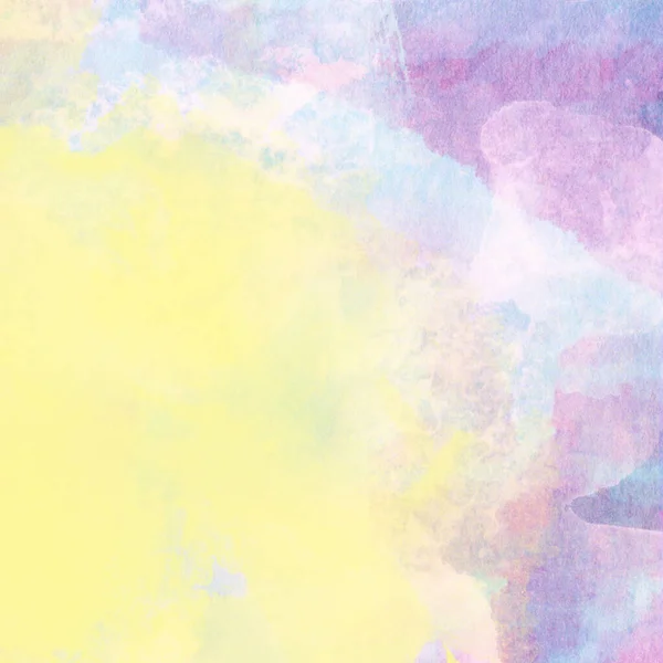 Aquarell Hintergrund Mit Pastellgelben Blauen Und Violetten Farbtupfern — Stockfoto