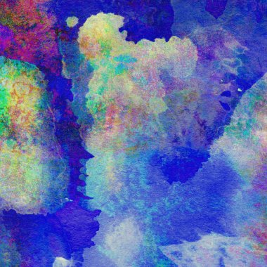 Mavi, yeşil, sarı ve pembe renklerle suluboya arkaplan.