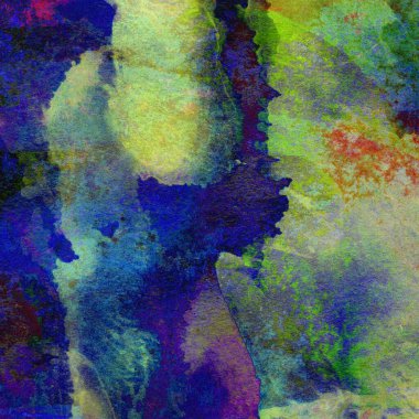 Mavi, yeşil, sarı ve pembe renklerle suluboya arkaplan.