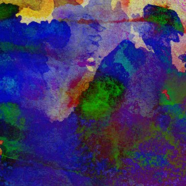 Mavi, yeşil, sarı ve pembe renklerle suluboya arkaplan.