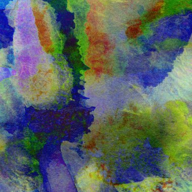 Mavi, yeşil, sarı ve pembe renklerle suluboya arkaplan.