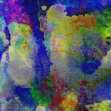 Mavi, yeşil, sarı ve pembe renklerle suluboya arkaplan.