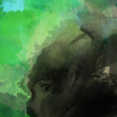 Yeşil ve tozlu pembe renklerde suluboya boya ile yapılan soyut ve yaratıcı arka plan