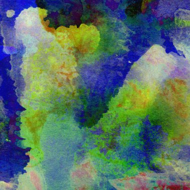 Mavi, yeşil, sarı ve pembe renklerle suluboya arkaplan.