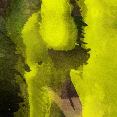 Grunge, sarı ve kahverengi renklerde suluboya boya ile yapılan soyut arkaplan.