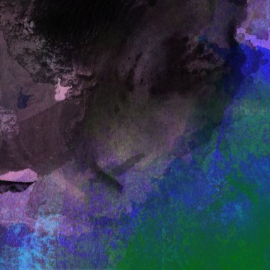 Mor, yeşil ve mavi renkli soyut suluboya desenleri