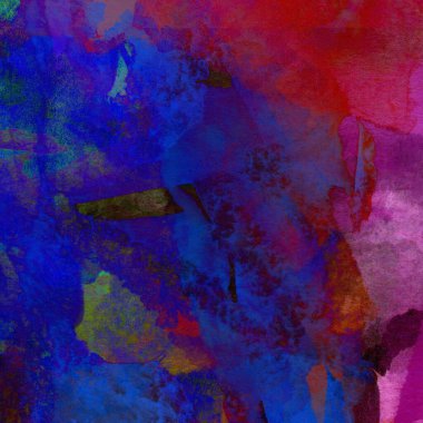 Grunge, suluboya boyalar ile mavi, sarı ve kırmızı renklerde yapılan soyut arkaplan.