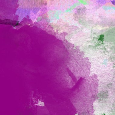 Mor ve yeşil renklerin karışık tonlarıyla suluboya deseni