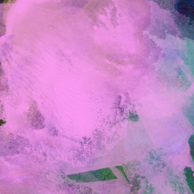 Mor ve yeşil renklerin karışık tonlarıyla suluboya deseni