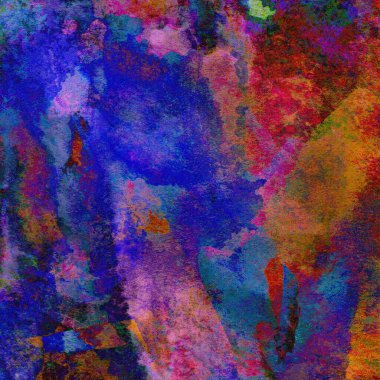 Grunge, suluboya boyalar ile mavi, sarı ve kırmızı renklerde yapılan soyut arkaplan.