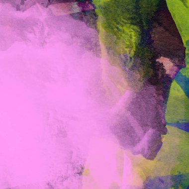 Grunge arkaplanı mor, sarı, yeşil ve mavi renklerde sulu boya ile çizilmiş..