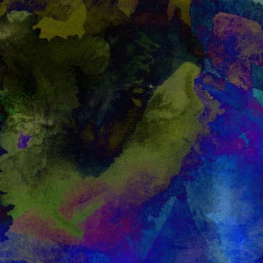 Grunge arkaplanı mor, mavi ve yeşil renklerde suluboya boya ile yapılır..