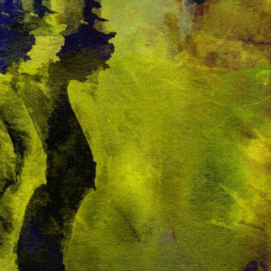 Grunge, sarı ve kahverengi renklerde suluboya boya ile yapılan soyut arkaplan.