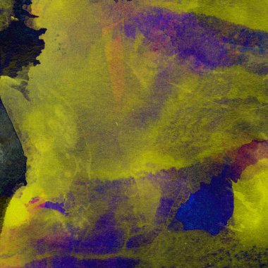 Grunge, suluboya boyalar ile mavi, sarı ve kırmızı renklerde yapılan soyut arkaplan.