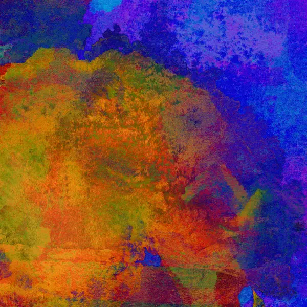 Grunge Suluboya Boyalar Ile Mavi Sarı Kırmızı Renklerde Yapılan Soyut — Stok fotoğraf