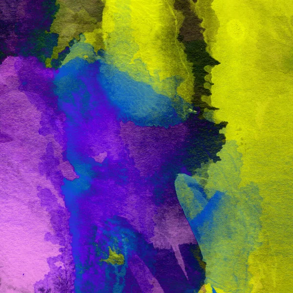 Creative Abstract Background Made Watercolor Paints Mixed Violet Yellow Blue — Stock Photo, Image